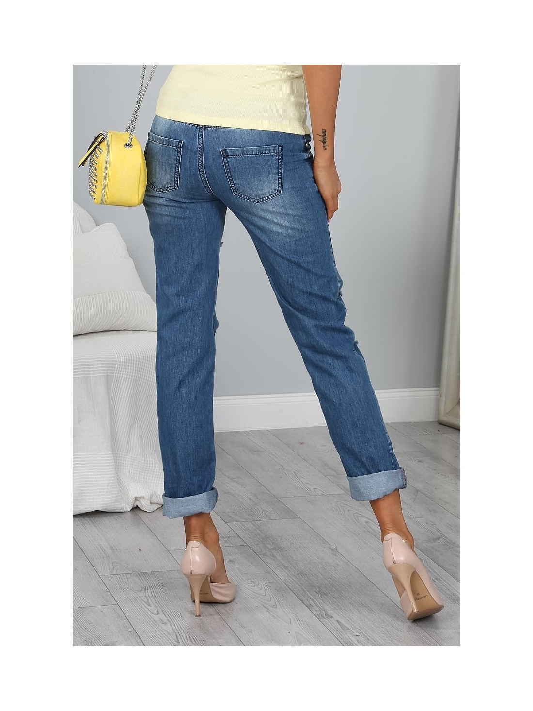 Pantaloni de dama cu gauri Jeans 98940 - Magazin online - Boutique